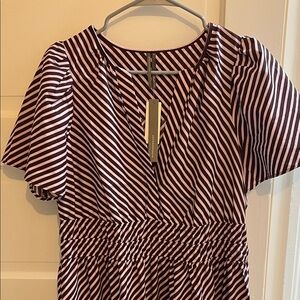 Anthropologie Pink and Brown Striped Maxi Dress